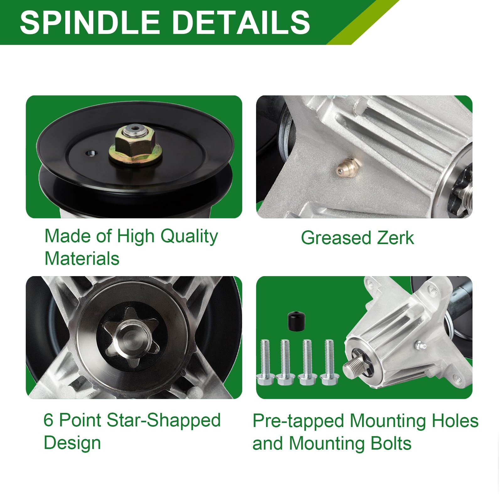 JSXDNWYJ spindle mounted on mower deck showing restored blade stability and cut