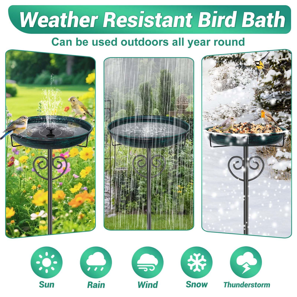 jsyonii bird bath in use with sparrow splashing to attract wildlife