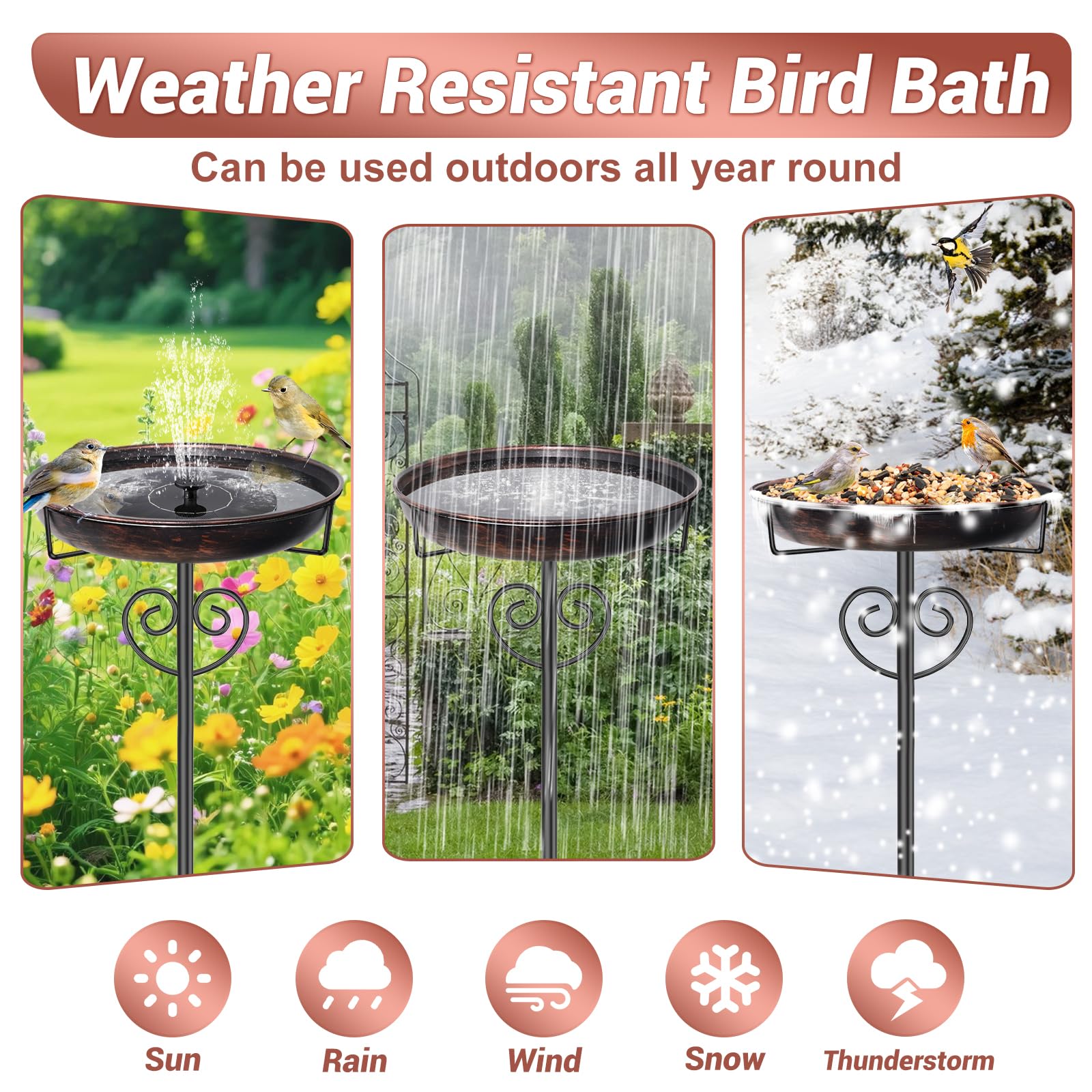jsyonii bird bath with solar fountain setup attracting birds with moving water