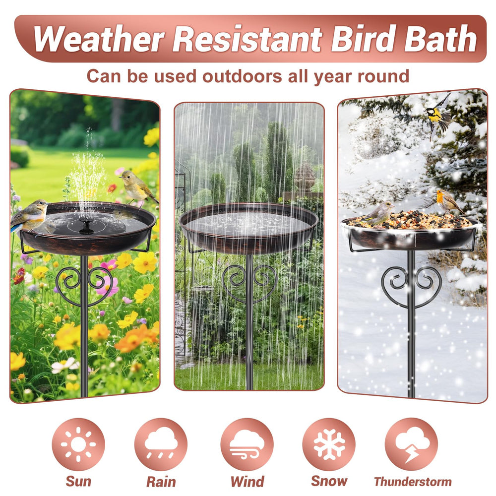 jsyonii bird bath with solar fountain setup attracting birds with moving water