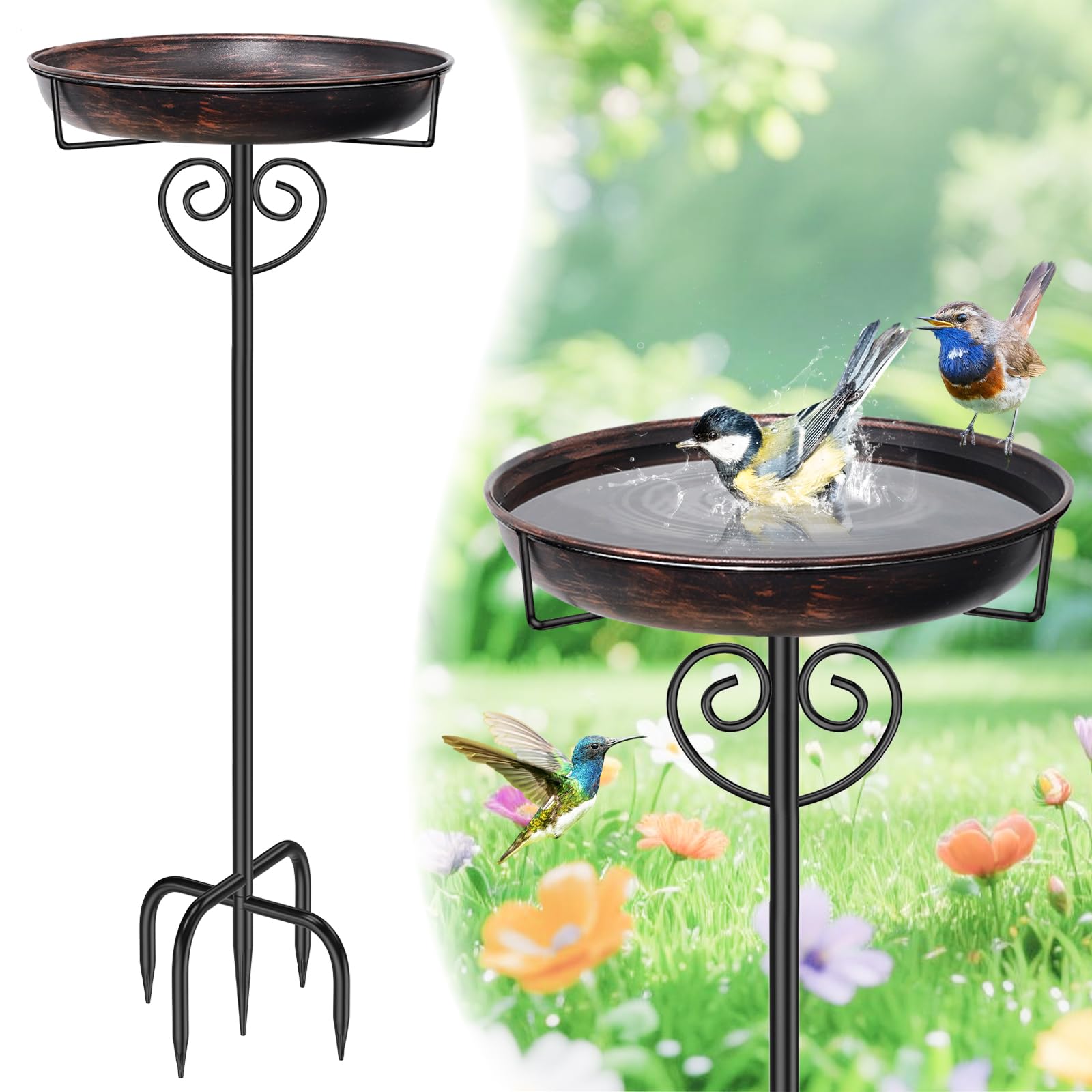 jsyonii front view vintage bronze bird bath showcasing sturdy design and curb appeal