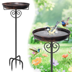 jsyonii front view vintage bronze bird bath showcasing sturdy design and curb appeal