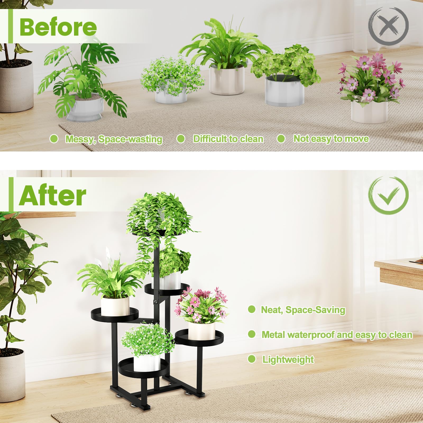 jsyonii on balcony with plants demonstrating space-saving display benefit