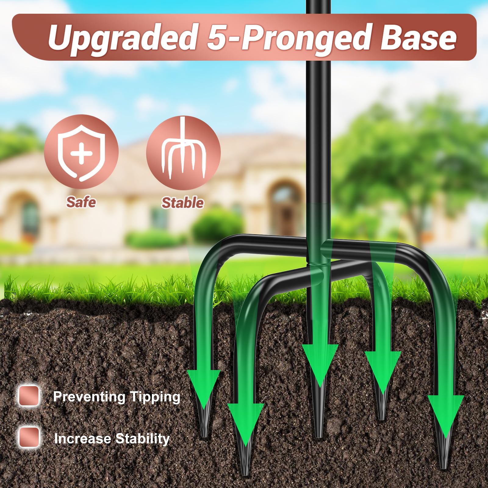 jsyonii metal stakes and ground anchoring that help prevent tipping in wind
