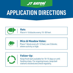 JT Eaton single bait block close-up highlighting rodent-palatable shape for effective feeding