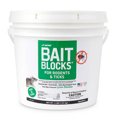 JT Eaton front pail showing 64 bait blocks and resealable lid for easy storage and transport