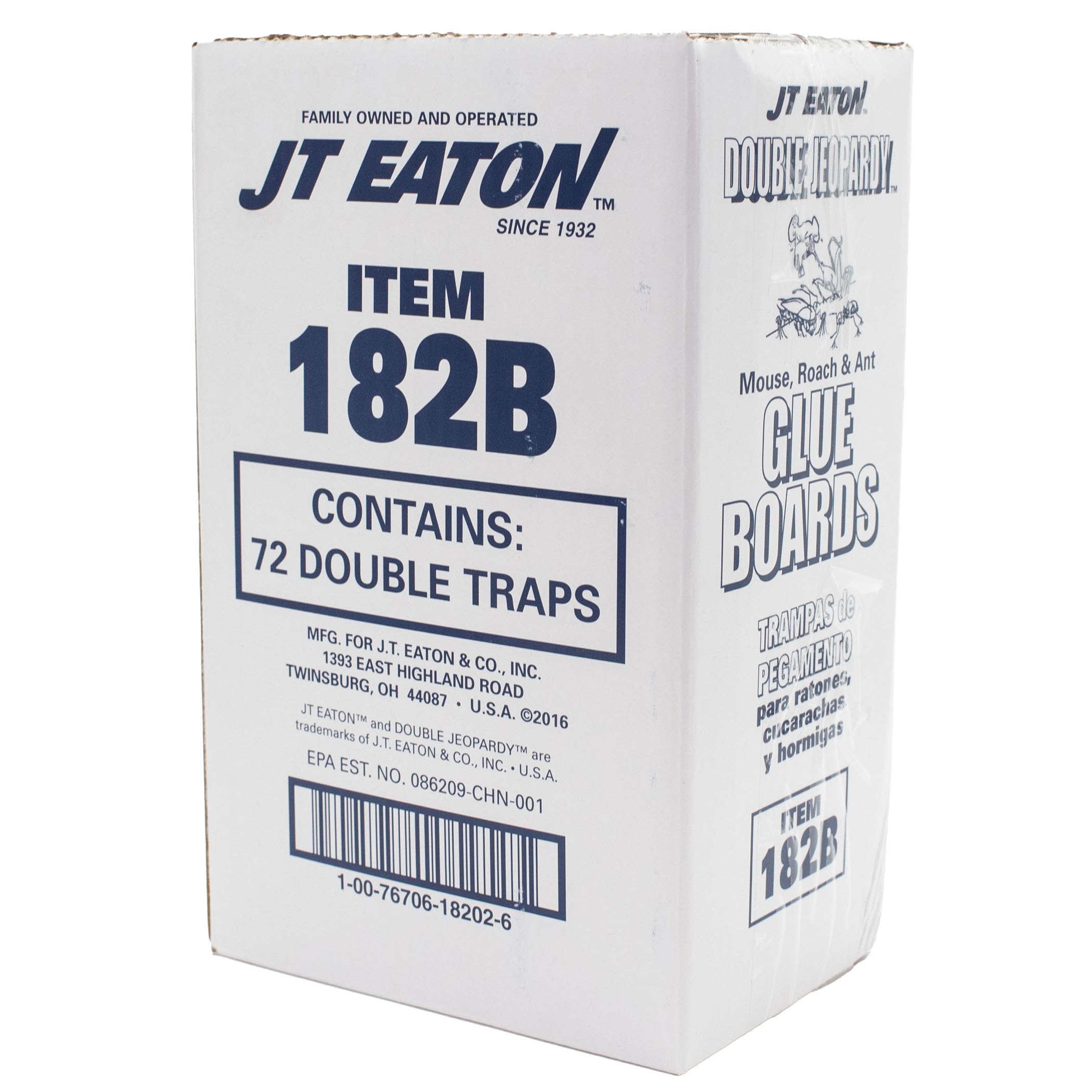JT Eaton tray held in hand showing compact size and simple disposal