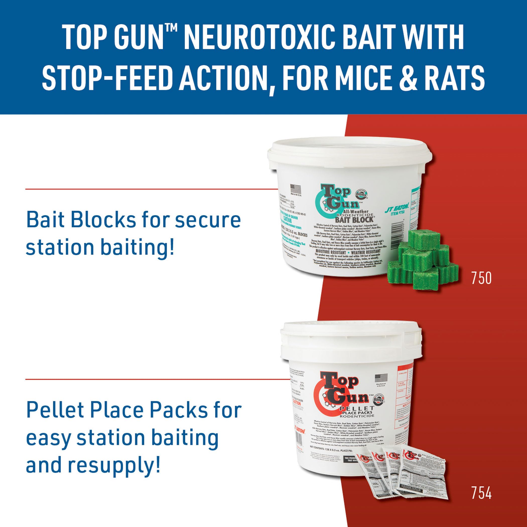 JT Eaton blocks deployed in warehouse bait stations demonstrating commercial use