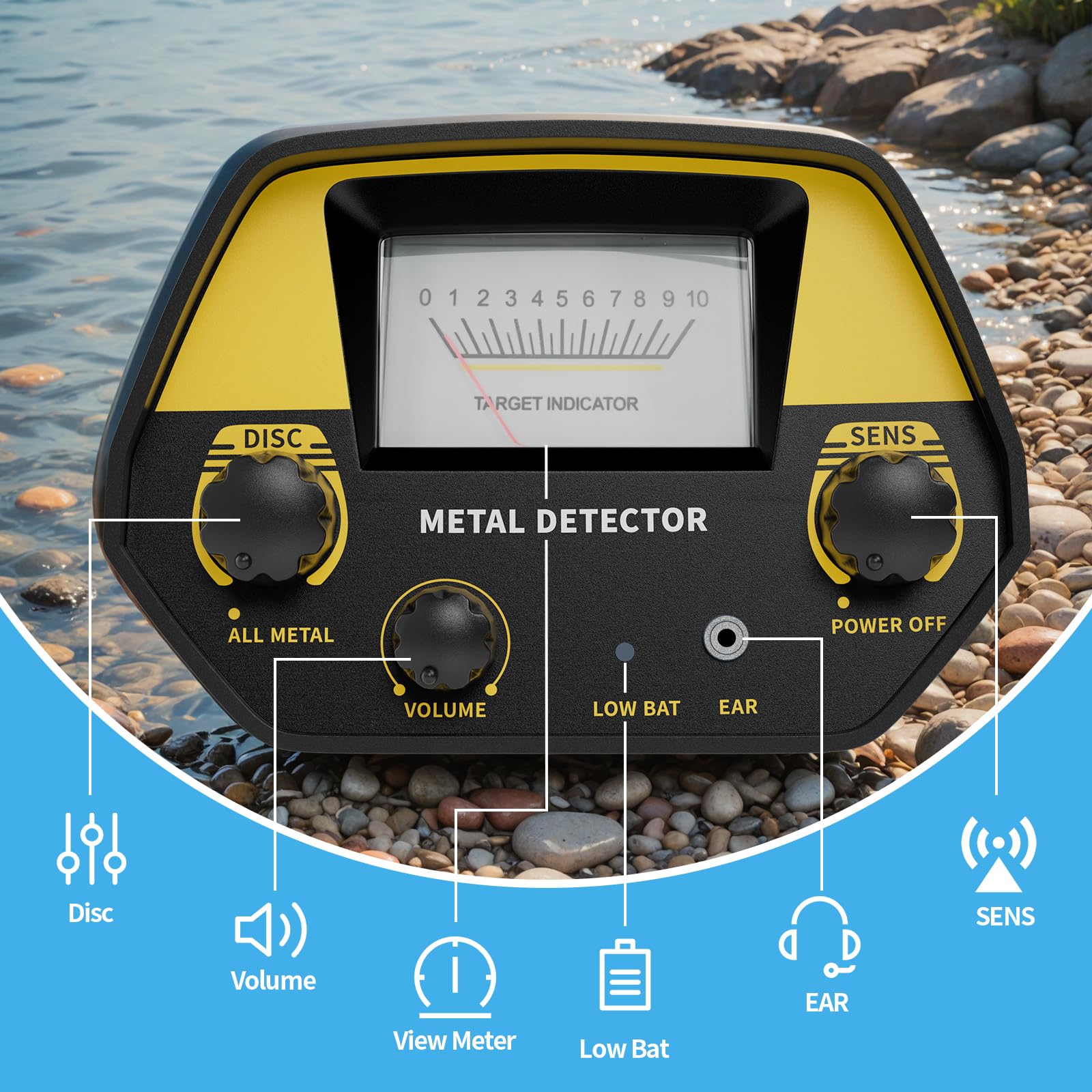 JUANGU full-length detector with adjustable stem for comfortable use