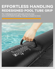 juecity filled tube laid on pool cover providing stable ballast and low-profile protection