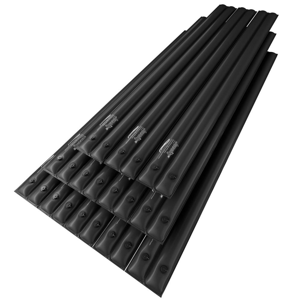 Juecity front view of 12-pack 8ft tubes shows organized pack and clear labeling, durable weight