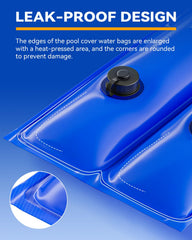Juecity tubes laid along pool cover demonstrating stable hold and anti-roll benefit