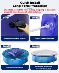 Juecity inflated pillow centered on pool to reduce ice pressure on walls