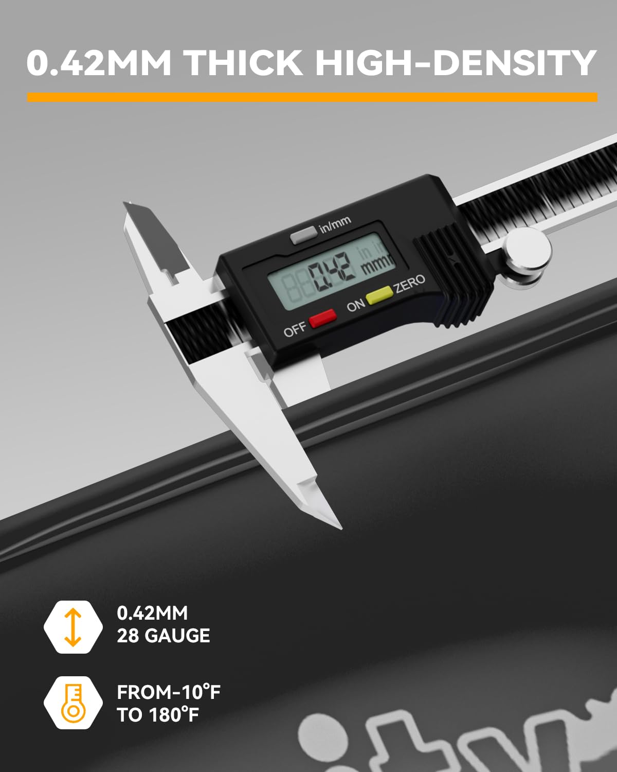 Juecity 10ft tube next to measuring tape showing length and scale for coverage