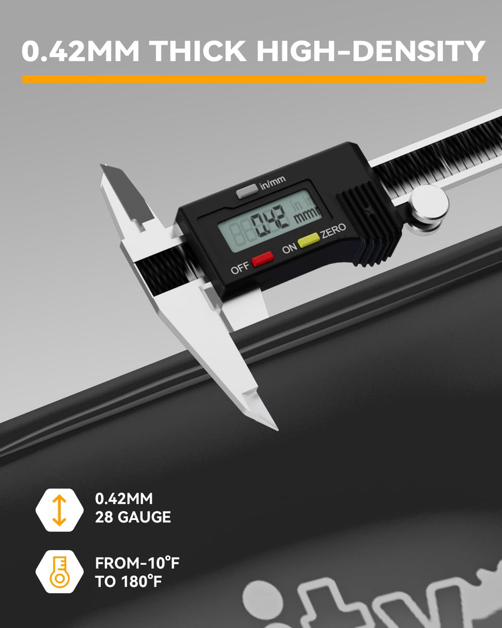 Juecity 10ft tube next to measuring tape showing length and scale for coverage