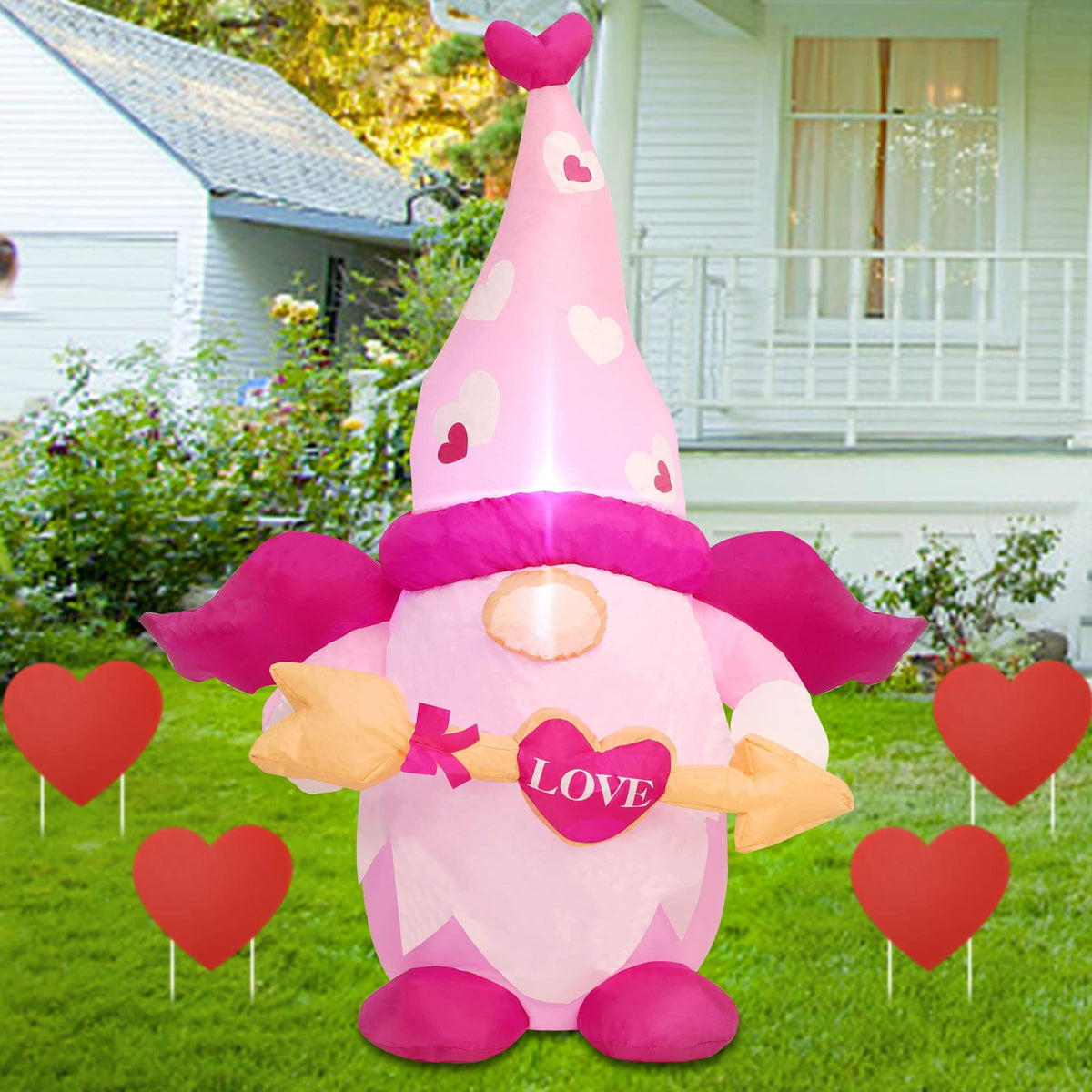 Juegoal front view cupid gnome glowing, brightens yard instantly