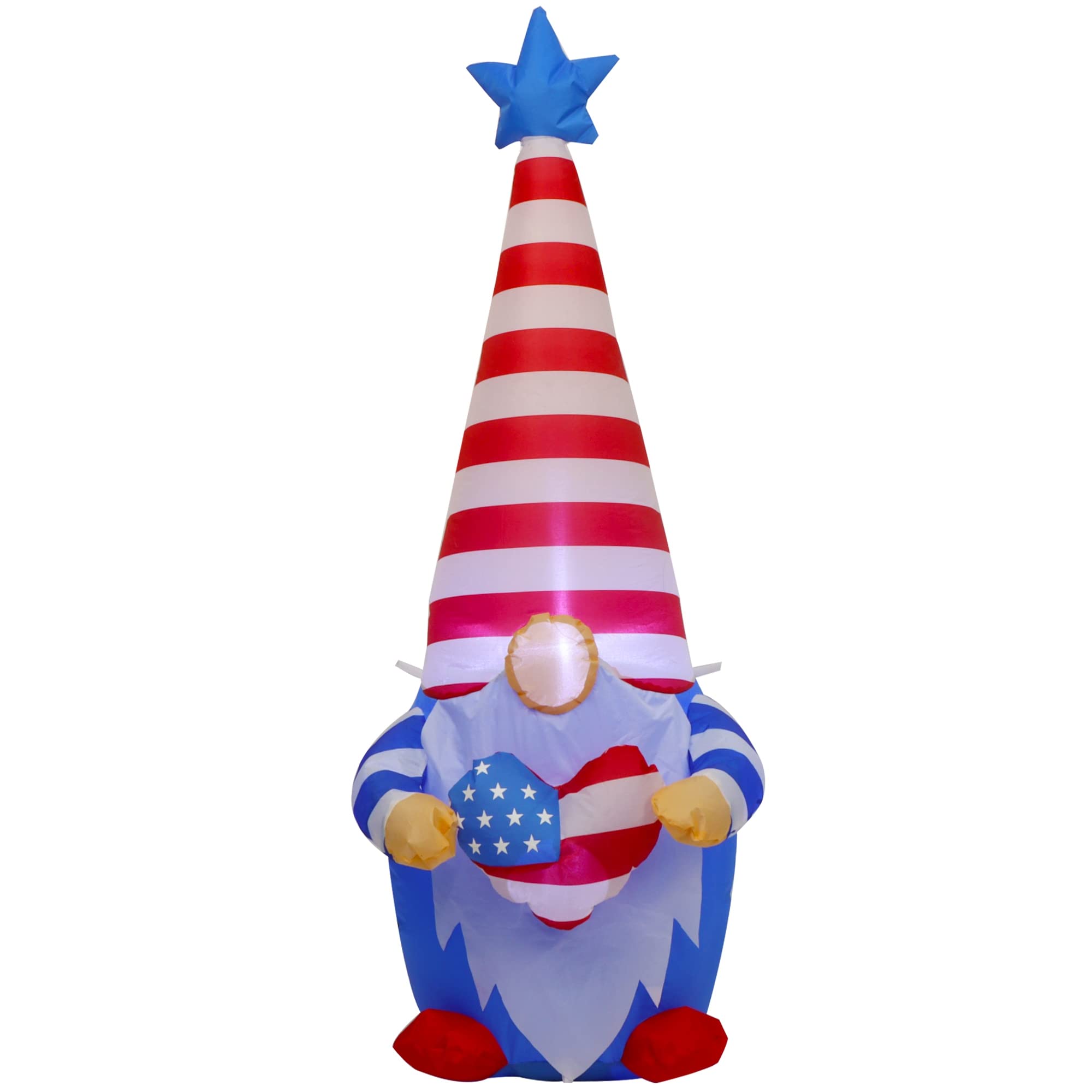 Juegoal gnome front view showing patriotic colors and clear yard presence
