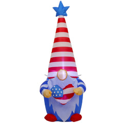 Juegoal gnome front view showing patriotic colors and clear yard presence