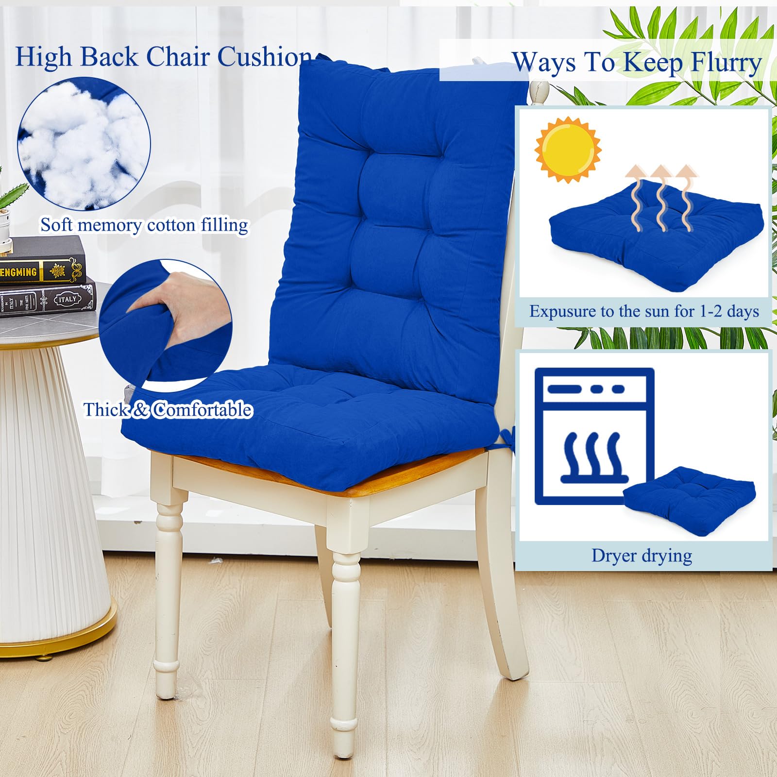 Juexica back cushion laid flat with visible dimensions and tuft details for confident fit selection