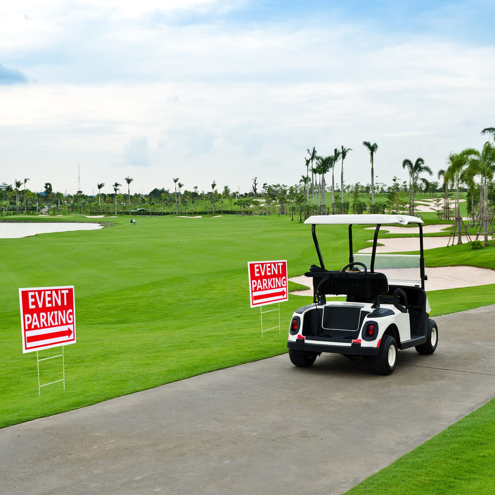 Juexica flat-packed signs and stands for compact storage and transport
