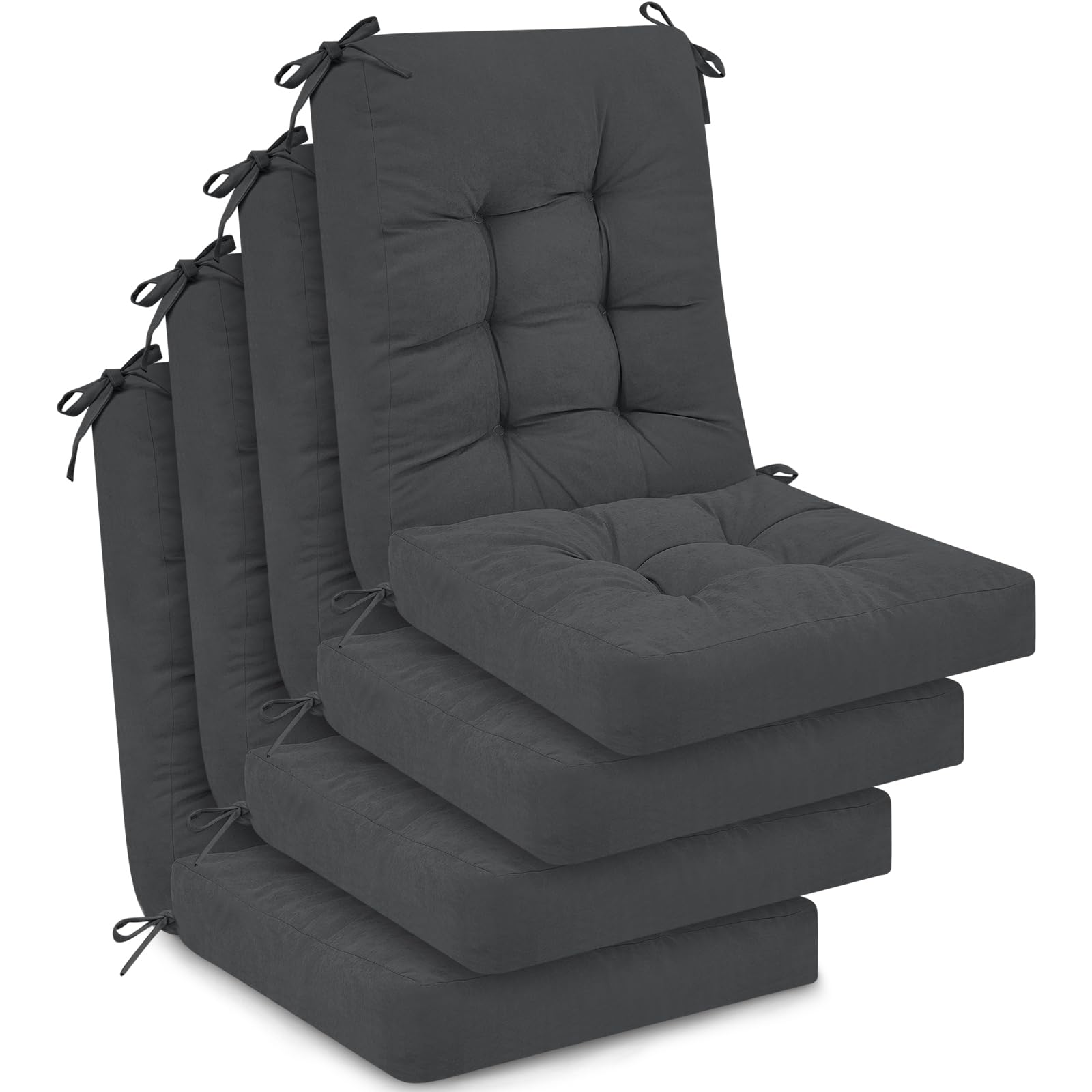 Juexica front view of four dark gray cushion sets showing neat packaging and quantity benefit