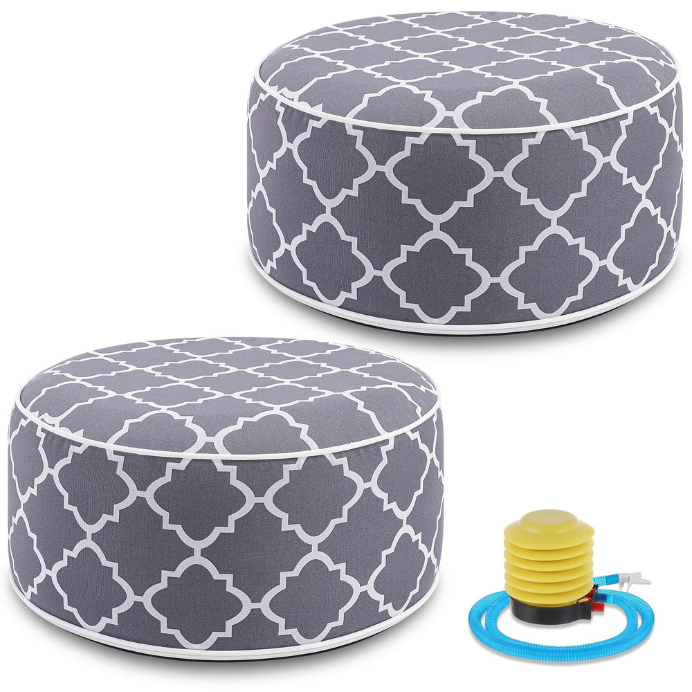 Juexica front view of two packaged poufs showing complete set and convenience