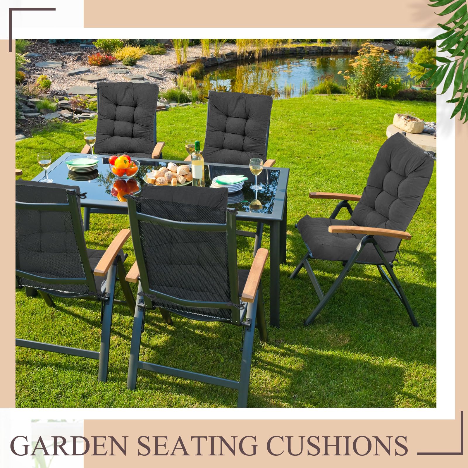Juexica cushions in use on a patio dining set providing cozy seating outdoors