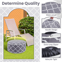 Juexica inflated pouf side profile showing sturdy height and scale