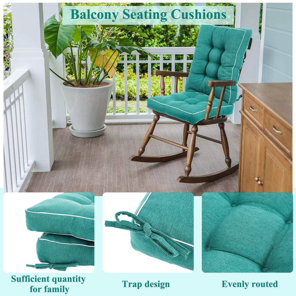 Juexica cushion tied to porch chair showing secure stay-in-place benefit