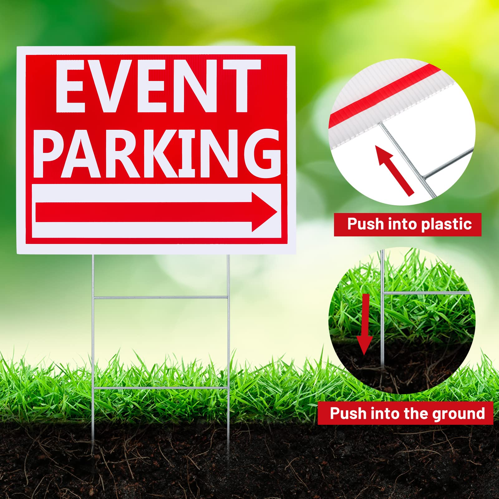 Juexica directional signs guiding wedding guests to parking for smoother arrival