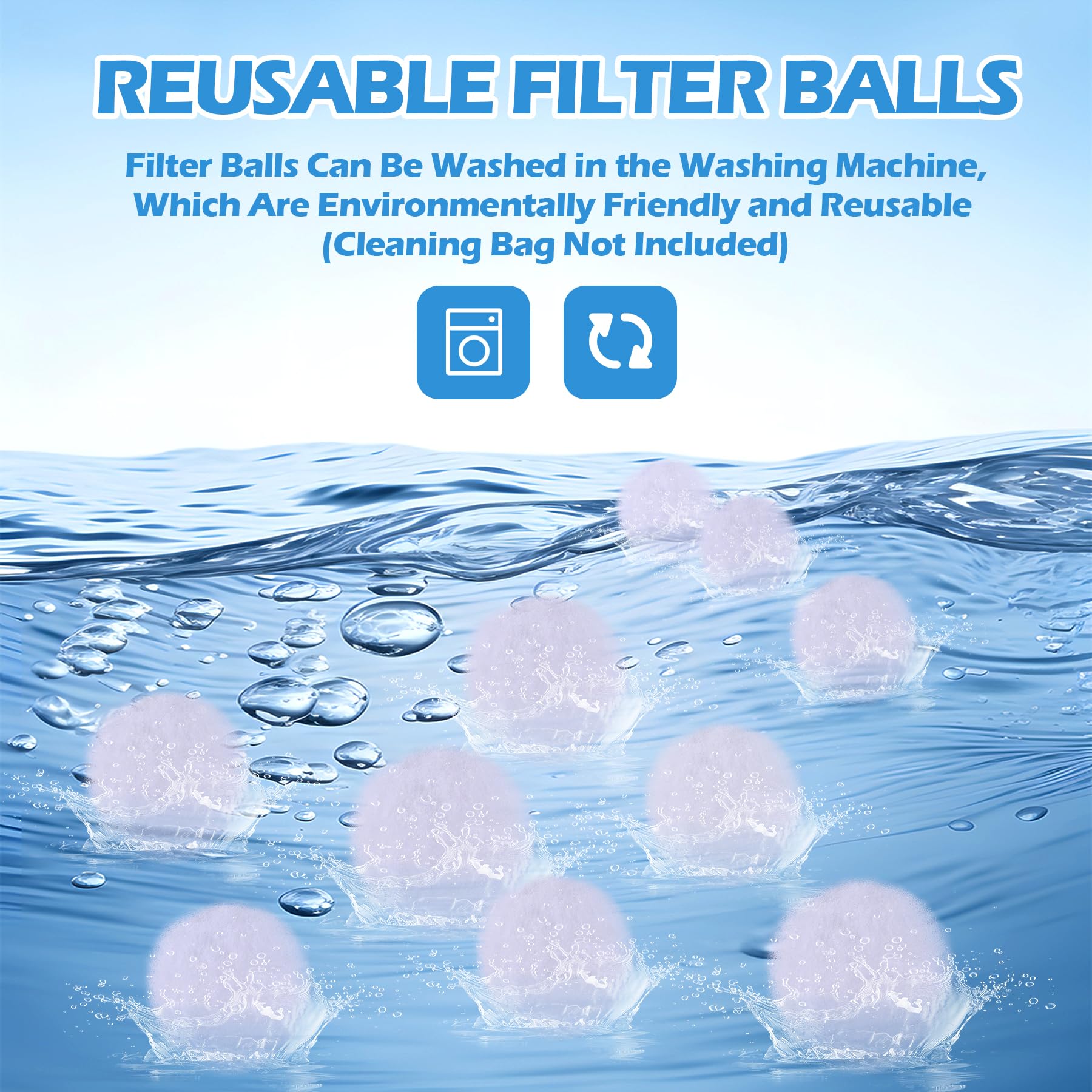 Juilsioa filter balls in washing machine demonstrating easy cleaning