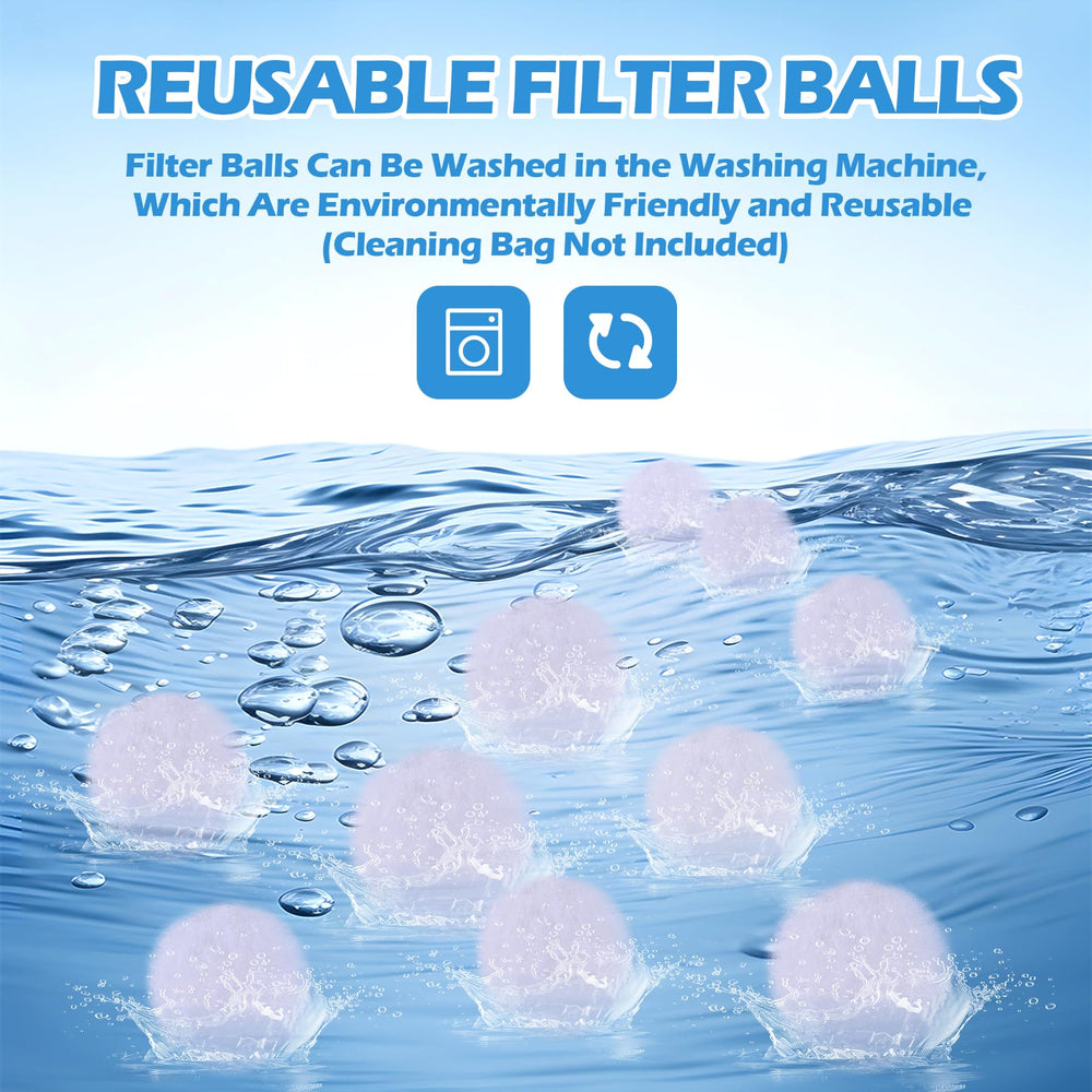 Juilsioa filter balls in washing machine demonstrating easy cleaning