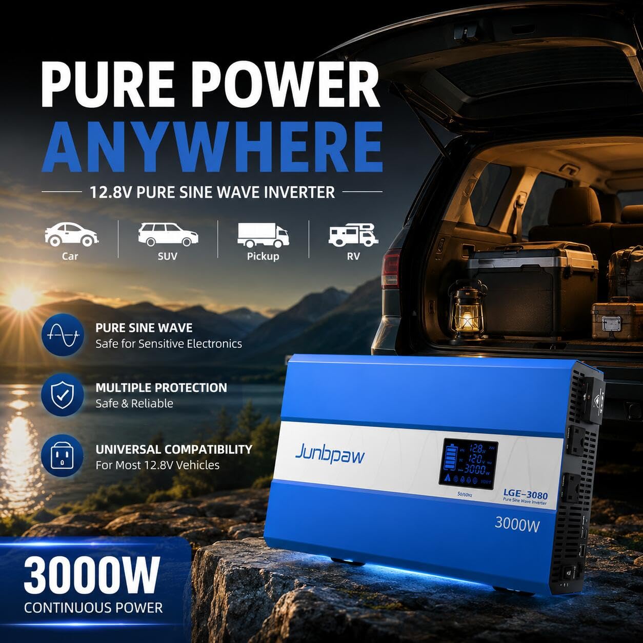 Junbpaw inverter next to hand for size and scale during installation