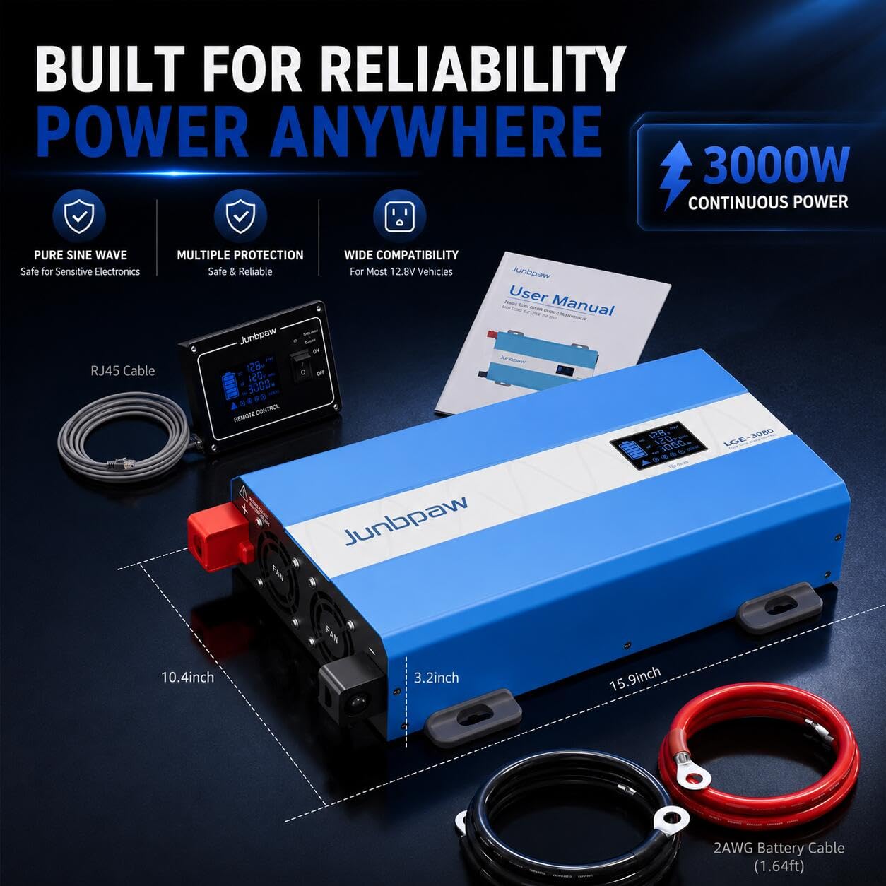 Junbpaw inverter measured sound level demonstrating quiet 35dB operation