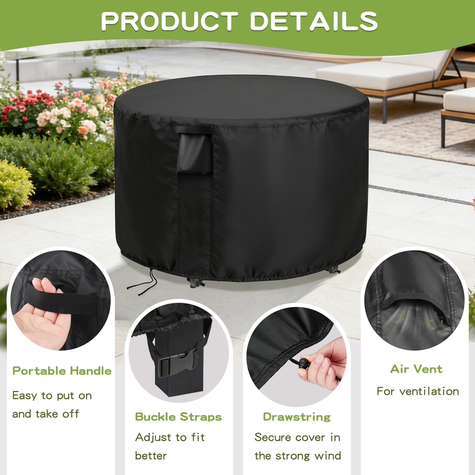Jungda dual handles visible for easy on and off, simplifies cover removal