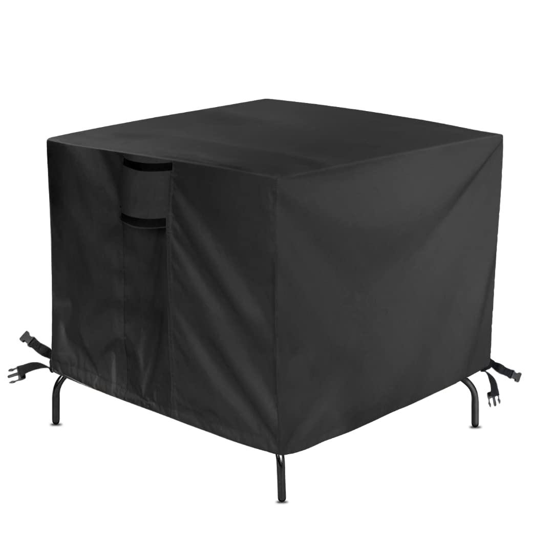 Jungda front view showing cover on 38-inch square table protecting furniture
