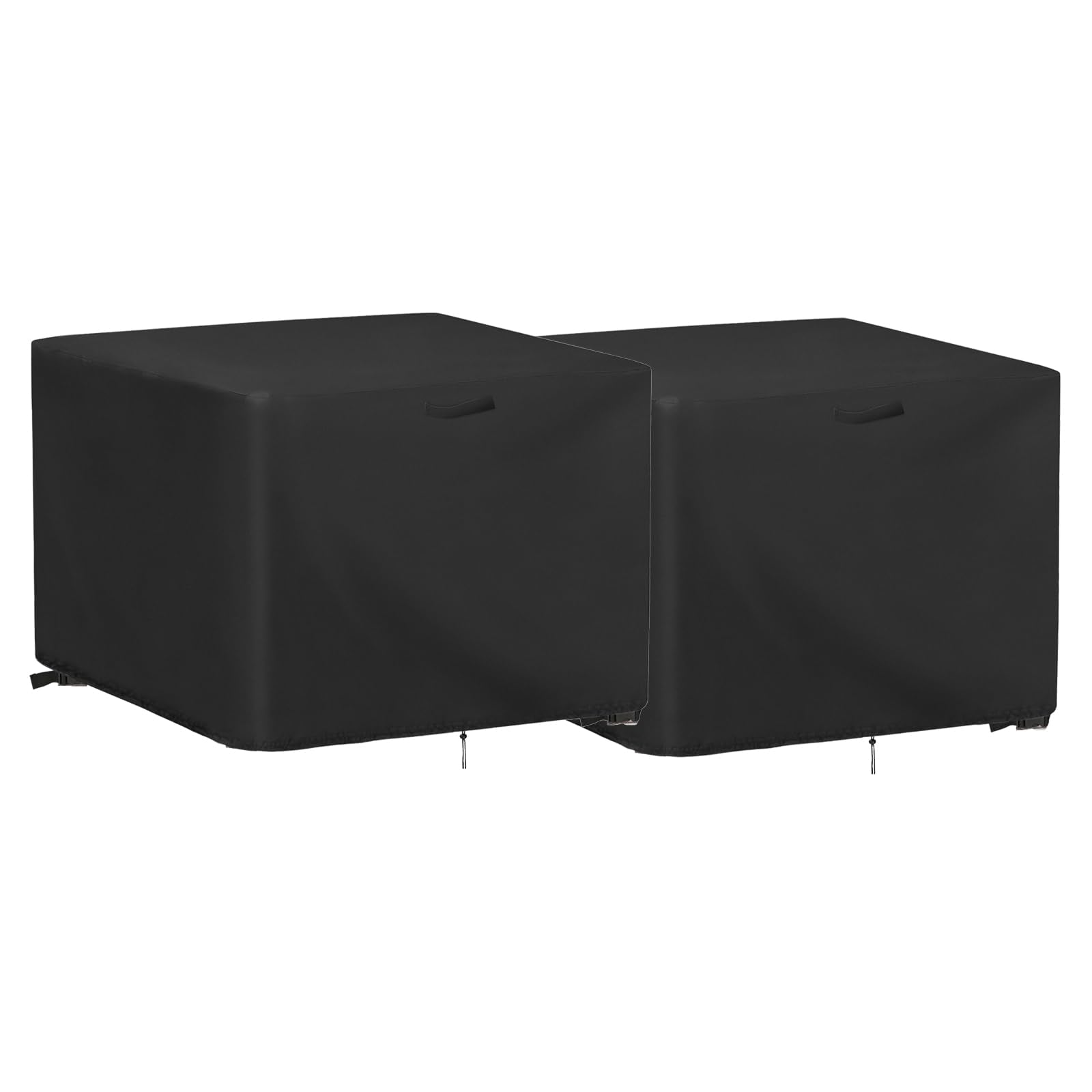Jungda front view of cover on square ottoman protecting from rain