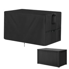 Jungda front view on Keter XXL cover protecting box from rain