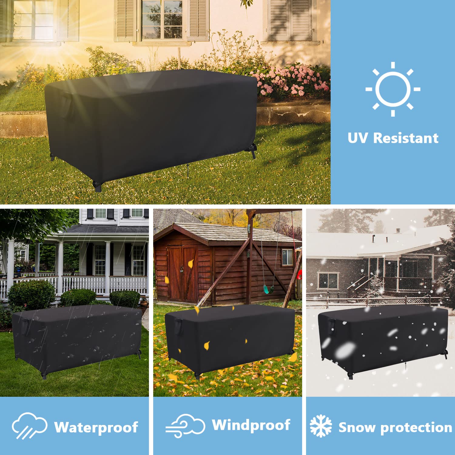 Jungda cover on 60-inch table demonstrating fit and scale for correct sizing