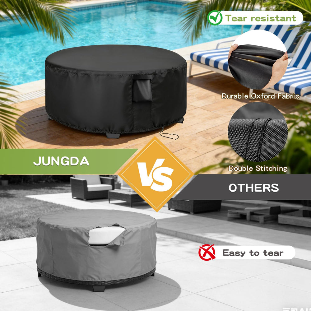 jungda top view of cover on table showing full waterproof protection
