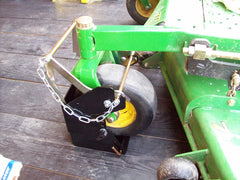Jungle Jim's front view holder mounted on trailer showing secure caster containment and stability
