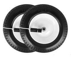 Jungle Jim's front view of wheel assembly showing steel rim and hub for easy replacement