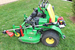 Jungle Jim's rack installed on ZTR mower showing easy access and transport benefit