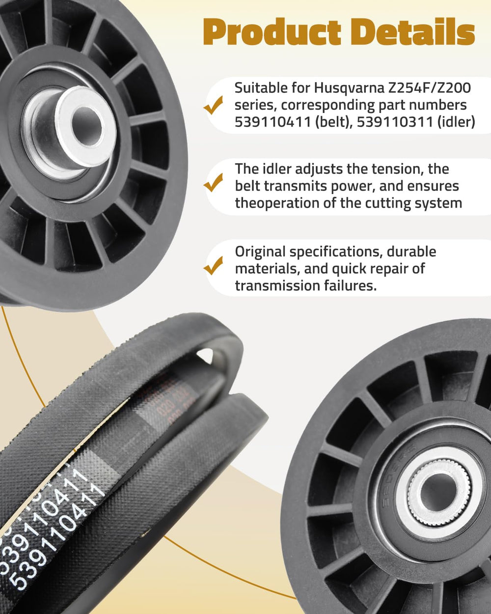 JUQAFY drive belt texture close-up showing reinforced rubber for reduced stretch benefit