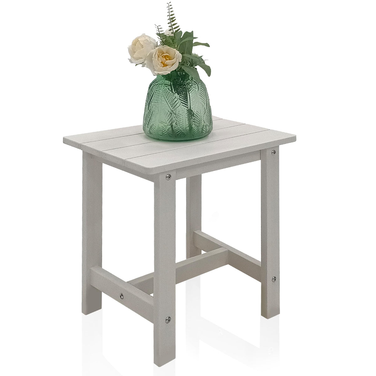 juserox front view of white side table showing compact design and accessibility