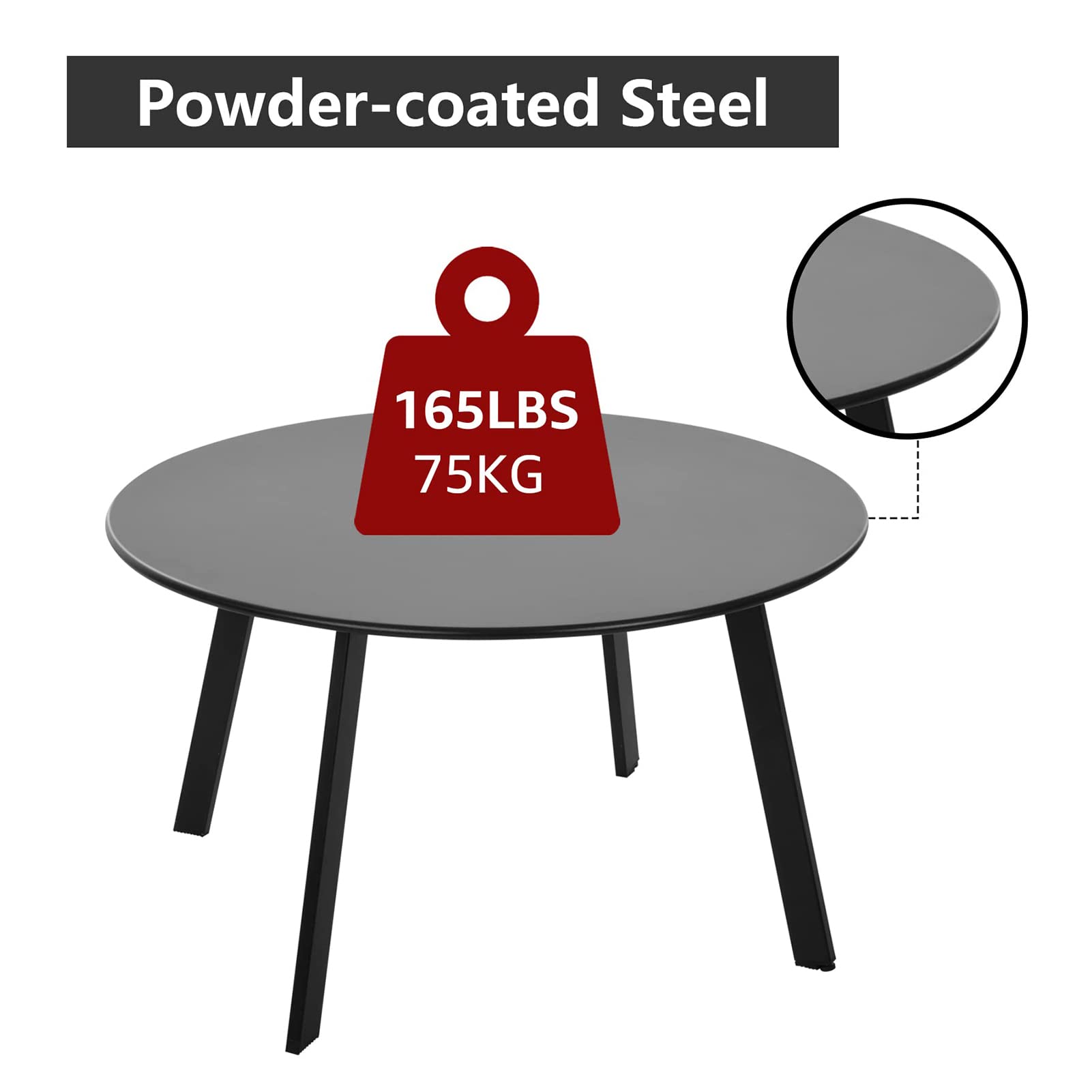 juserox side profile of round top illustrating minimalist silhouette and usable surface