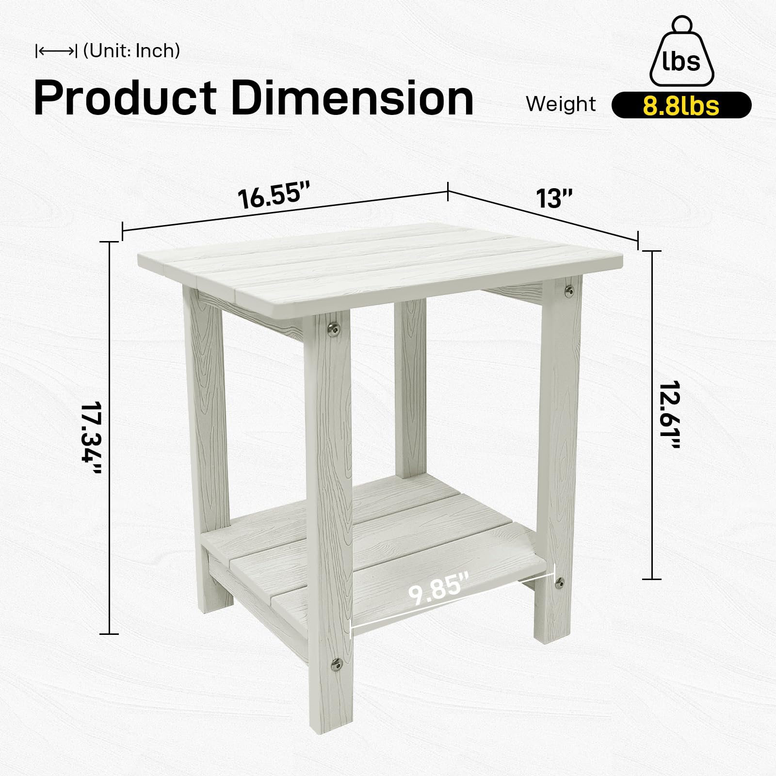 juserox side table next to Adirondack chair offering convenient drink storage