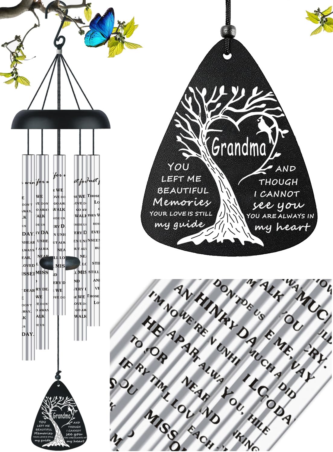 JUST FOR WIND front view of memorial wind chime showing peaceful design and lasting tribute
