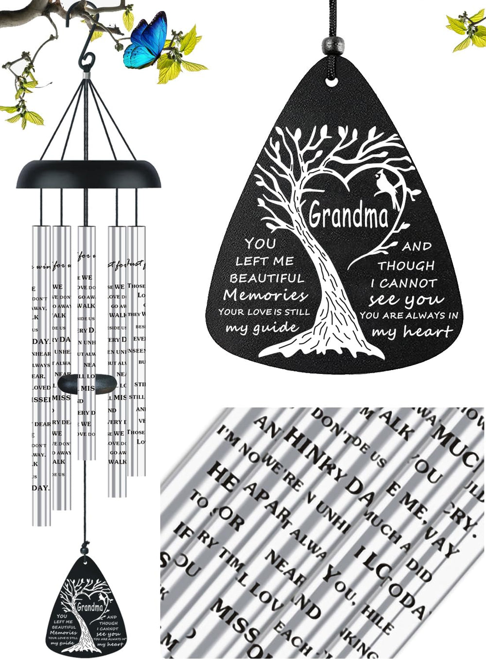 JUST FOR WIND front view of memorial wind chime showing peaceful design and lasting tribute
