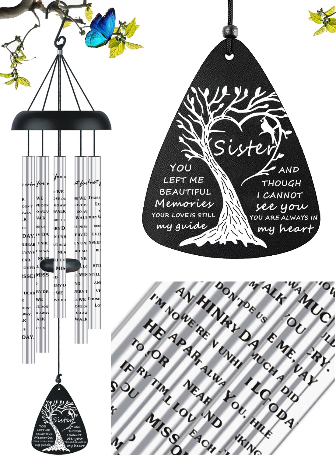JUST FOR WIND front view of wind chimes showing packaging and serene gift presentation